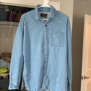 Rugged Kanye style ripped dress shirt. Never worn!